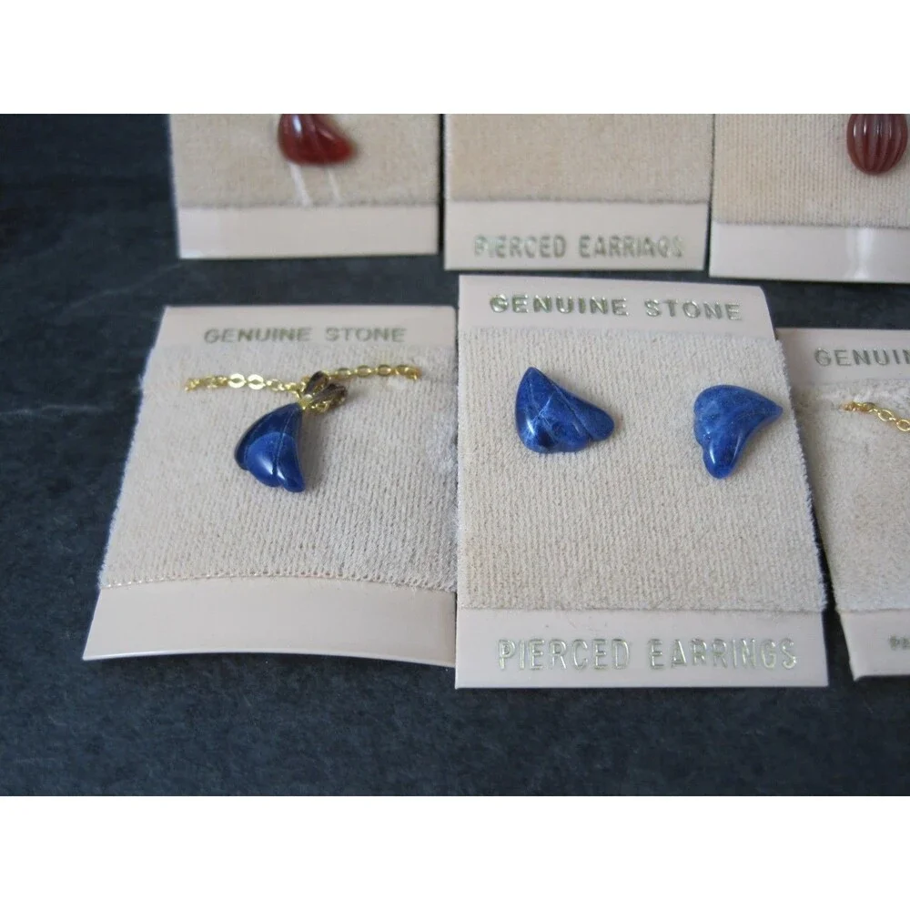 Lot of 4 Vintage Carved Gemstone Jewelry Sets  - Necklaces & Earrings